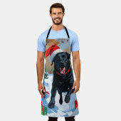 Black Labrador Kerstfeest Sneeuwscène Schort (Gedragen)