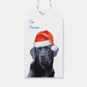 Black Labrador Kerstfeestdag Cute Santa Dog Cadeaulabel (Achterkant)