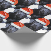 Black Labrador Kerstfeestdag Cute Santa Dog Cadeaupapier (Hoek)
