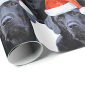 Black Labrador Kerstfeestdag Cute Santa Dog Cadeaupapier (Rol Hoek)