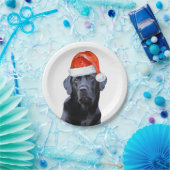 Black Labrador Kerstfeestdag Cute Santa Dog Papieren Bordje (Feest)