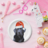 Black Labrador Kerstfeestdag Cute Santa Dog Papieren Bordje (Feest)