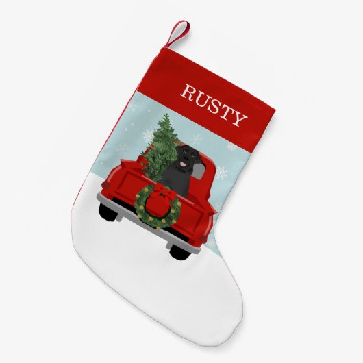 Black Labrador-kersthond Kleine Kerstsok (Voorkant (Hangend))