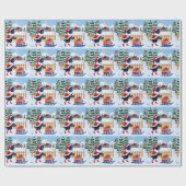 Black Labrador kerstkerstman Cadeaupapier (Vlak)