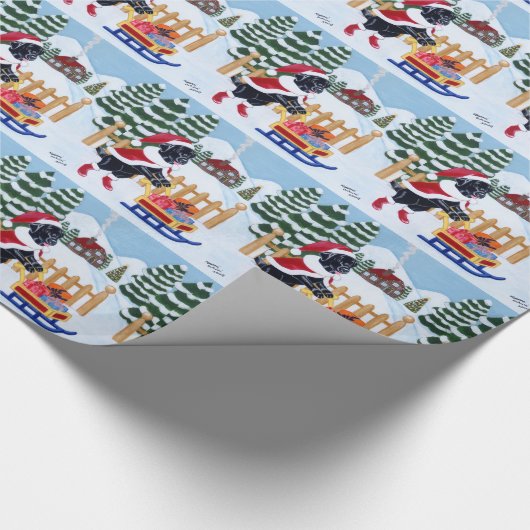 Black Labrador kerstkerstman Cadeaupapier (Hoek)