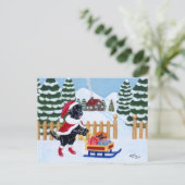 Black Labrador kerstkerstman Feestdagenkaart (Staand voorkant)