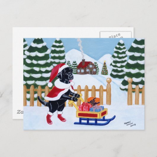 Black Labrador kerstkerstman Feestdagenkaart (Voorkant / Achterkant)