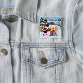 Black Labrador kerstkerstman Vierkante Button 5,1 Cm (In situ)