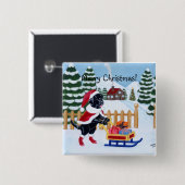 Black Labrador kerstkerstman Vierkante Button 5,1 Cm (Voorkant /achterkant)