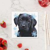 Black Labrador Kerstmis - Cute Dog Puppy Black Lab Servet (Insitu)