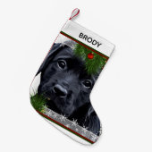 Black Labrador Kerstmis - Cute Dog Puppy Kleine Kerstsok (Voorkant (Hangend))
