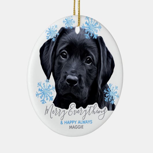 Black Labrador Kerstmis - Cute Puppy Black Lab Keramisch Ornament (Rechts)