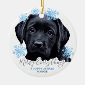 Black Labrador Kerstmis - Cute Puppy Black Lab Keramisch Ornament (Voorkant)