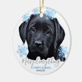 Black Labrador Kerstmis - Cute Puppy Black Lab Keramisch Ornament (Links)