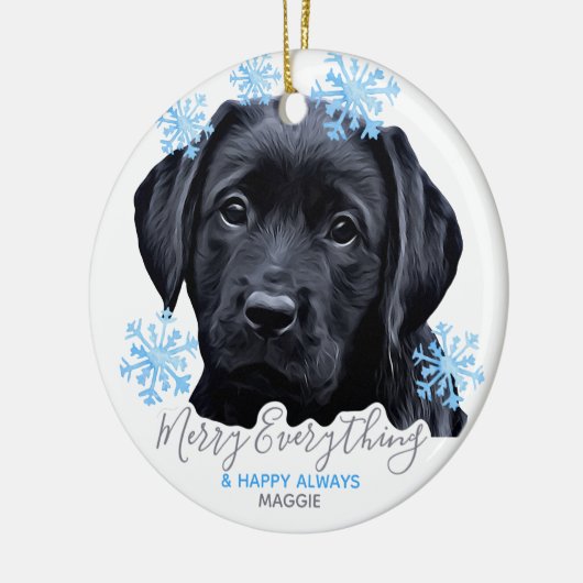 Black Labrador Kerstmis - Cute Puppy Black Lab Keramisch Ornament (Links)