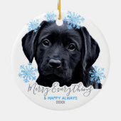 Black Labrador Kerstmis - Cute Puppy Black Lab Keramisch Ornament (Achterkant)