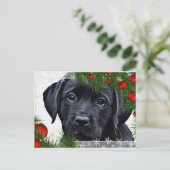 Black Labrador Kerstmis - Dog Holiday - Black Lab Briefkaart (Staand voorkant)