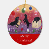 Black Labrador Kerstmis Keramisch Ornament (Links)