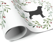 Black Labrador Kerstmis Wreatriever Dog Cadeaupapier (Rol Hoek)