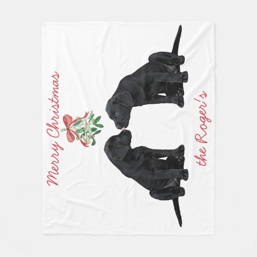Black Labrador-kerstpuppy Fleece Deken (Voorkant)
