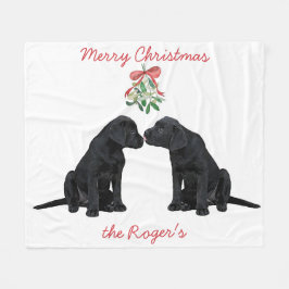 Black Labrador-kerstpuppy Fleece Deken