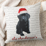 Black Labrador-kerstpuppy Kussen<br><div class="desc">Versier uw huis dit vakantieseizoen met deze schattige Santa dog Merry Christmas Black Labrador kerstkussen en bijpassende decor. Dit zwarte labrador kerstkussen zal een favoriet zijn onder labrador liefhebbers. Bezoek ons collectie voor bijpassende zwarte lab kerstkaarten, home decor en geschenken. COPYRIGHT © 2020 Judy Burrows, Black Dog Art - Alle...</div>