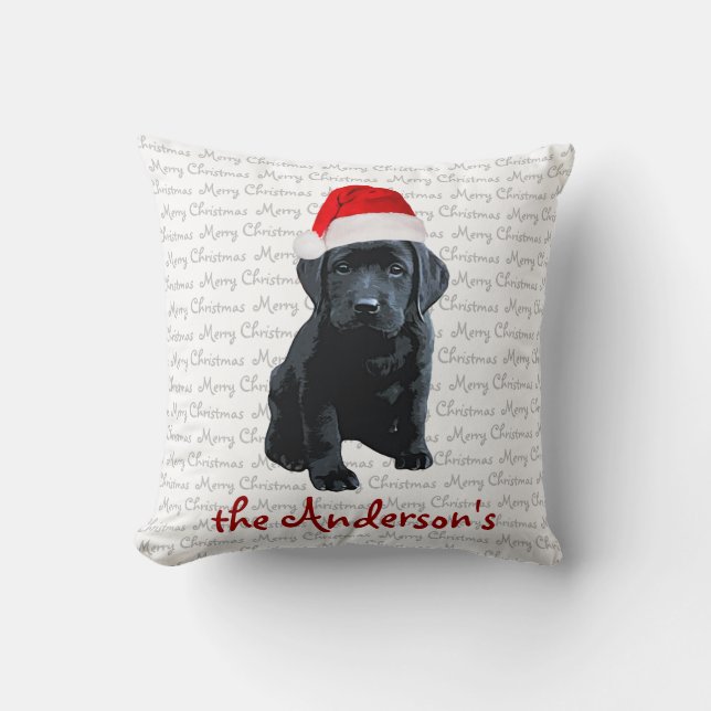 Black Labrador-kerstpuppy Kussen (Voorkant)