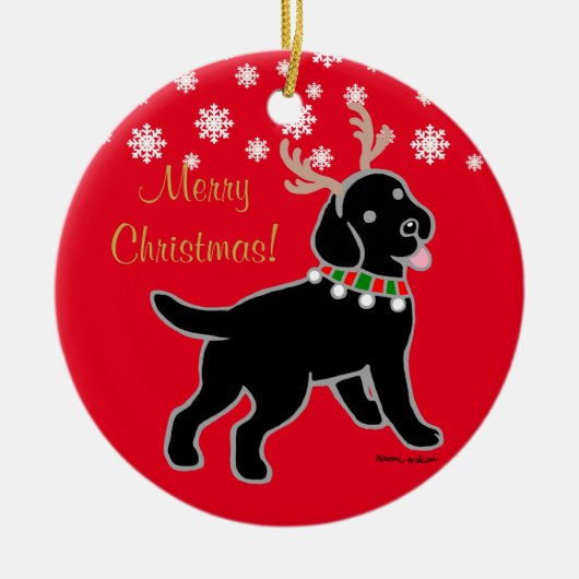 Black Labrador-kerststrijders Keramisch Ornament (Voorkant)