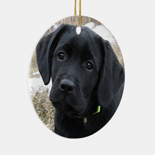 Black Labrador kerstversiering Keramisch Ornament (Rechts)