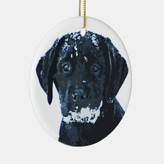 Black Labrador kerstversiering Keramisch Ornament (Rechts)
