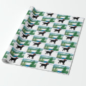 Black Labrador Kerstwinter Uitzicht Cadeaupapier (Uitgerold)