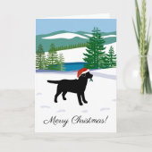 Black Labrador Kerstwinter Uitzicht Feestdagen Kaart (Voorkant)