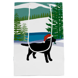 Black Labrador Kerstwinter Uitzicht Medium Cadeauzakje