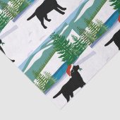 Black Labrador Kerstwinter Uitzicht Tissuepapier (Detail)