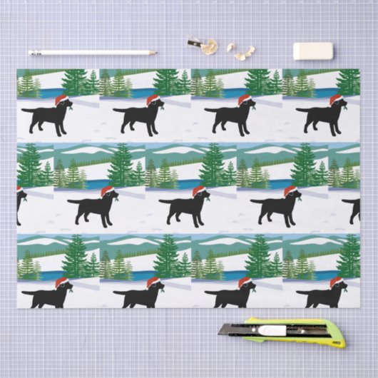 Black Labrador Kerstwinter Uitzicht Tissuepapier (Craft)