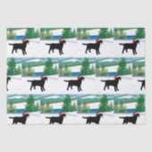Black Labrador Kerstwinter Uitzicht Tissuepapier (Voorkant)