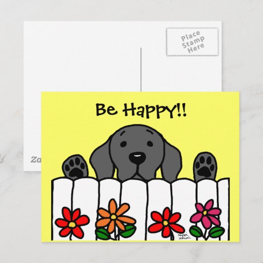 Black Labrador kijkt naar je Briefkaart (Voorkant / Achterkant)