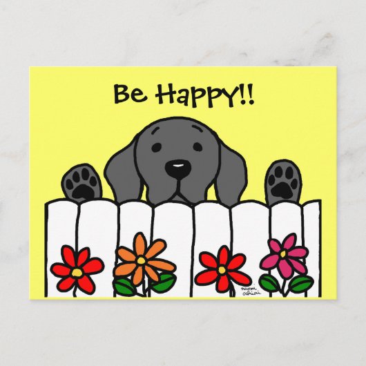 Black Labrador kijkt naar je Briefkaart (Voorkant)