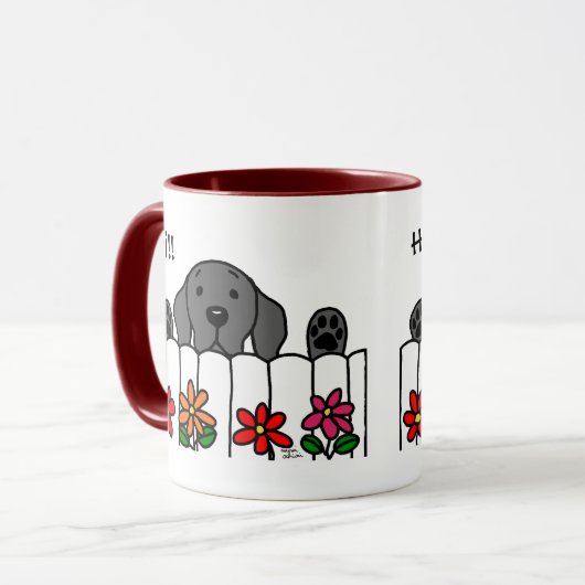 Black Labrador kijkt naar je Mok (Voorkant links)