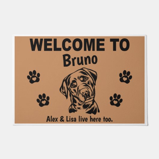 Black Labrador Lab Welcome Personalized Custom Deurmat (Voorkant)
