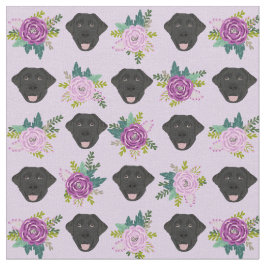 Black Labrador lavender florals pastel Stof