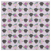 Black Labrador lavender florals pastel Stof (Swatch)