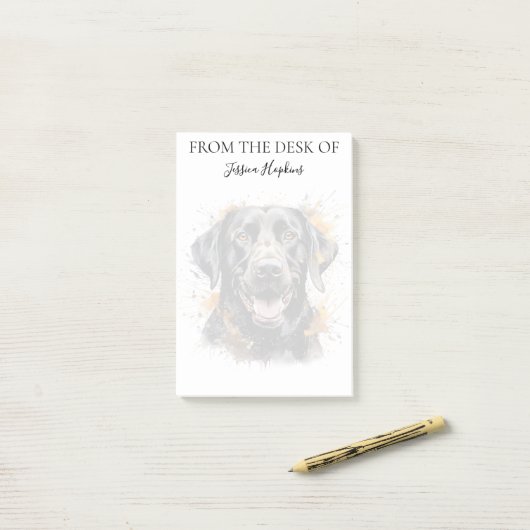 Black Labrador Lover Monogrammed Dog Post-it® Notes (Op bureau)
