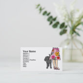 Black Labrador & mam's Skirt Cartoon Visitekaartje (Staand voorkant)
