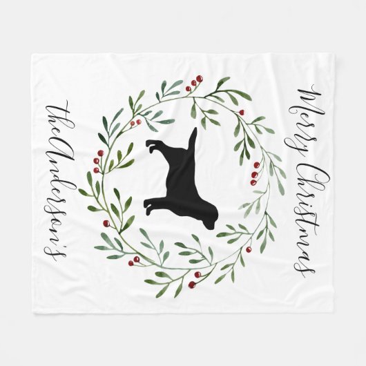 Black Labrador Merry Kerstlabrador Retriever Fleece Deken (Voorkant (Horizontaal))