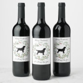Black Labrador Merry Kerstlabrador Retriever Wijn Etiket (Flessen)