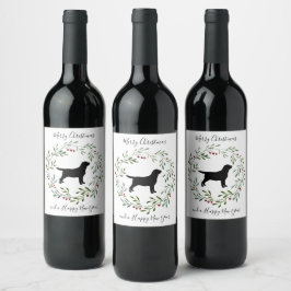 Black Labrador Merry Kerstlabrador Retriever Wijn Etiket