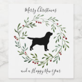 Black Labrador Merry Kerstlabrador Retriever Wijn Etiket (Enkel label)