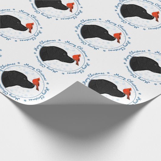 Black Labrador Merry Kerstmis Cadeaupapier (Hoek)