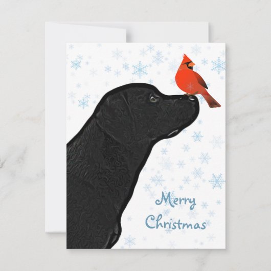 Black Labrador Merry Kerstmis en Kardinaal Feestdagenkaart (Voorkant)